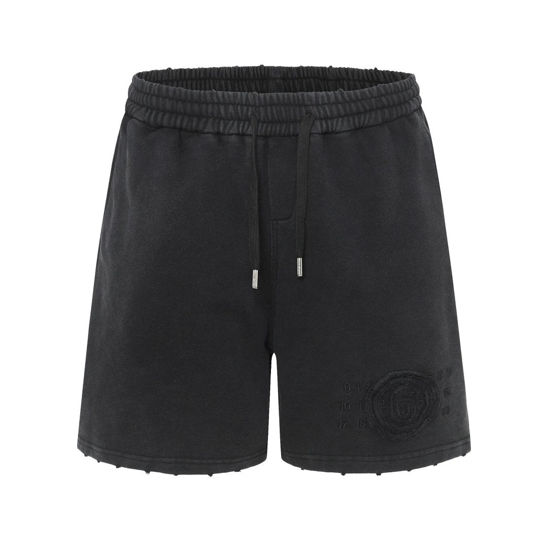 Maison Margiela Shorts Patch Embroidery Distressed Washed Shorts Five-Point Pants25ss New Heavy Drawstring American Style Casual Summer Pants5Two-in-One Casual Sweatpants for Men and Women