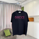 Gucci T-shirt Chest GG Printing logo round Neck Short Sleeve25ss New Pure Cotton Unisex Style T T-shirt OS Loose Fit Base Shirt Short Sleeve T-Shirt Top