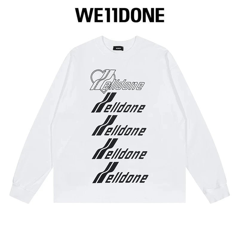 We11done Hoodie Top Version Zhao Lusi Yang Mi Long Sleeve T T-shirt Color Graffiti Letters Gradient Spring and Autumn