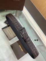 Bottega Veneta Belt 【First Layer Cowhide】Counter Version Free Packaging New Belt Men's First Layer Cowhide Hand-Woven Calfskin Belt Fashion All-Matching3.5cm Pant Belt Men and Women Business Casual Belt Belt Men's Leather Belt Bottega Belt