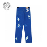 Chrome Hearts Jeans Veneer logo25ss Spring Summer New Straight Leg Jeans Unisex Slim Fit Long Pants Loose