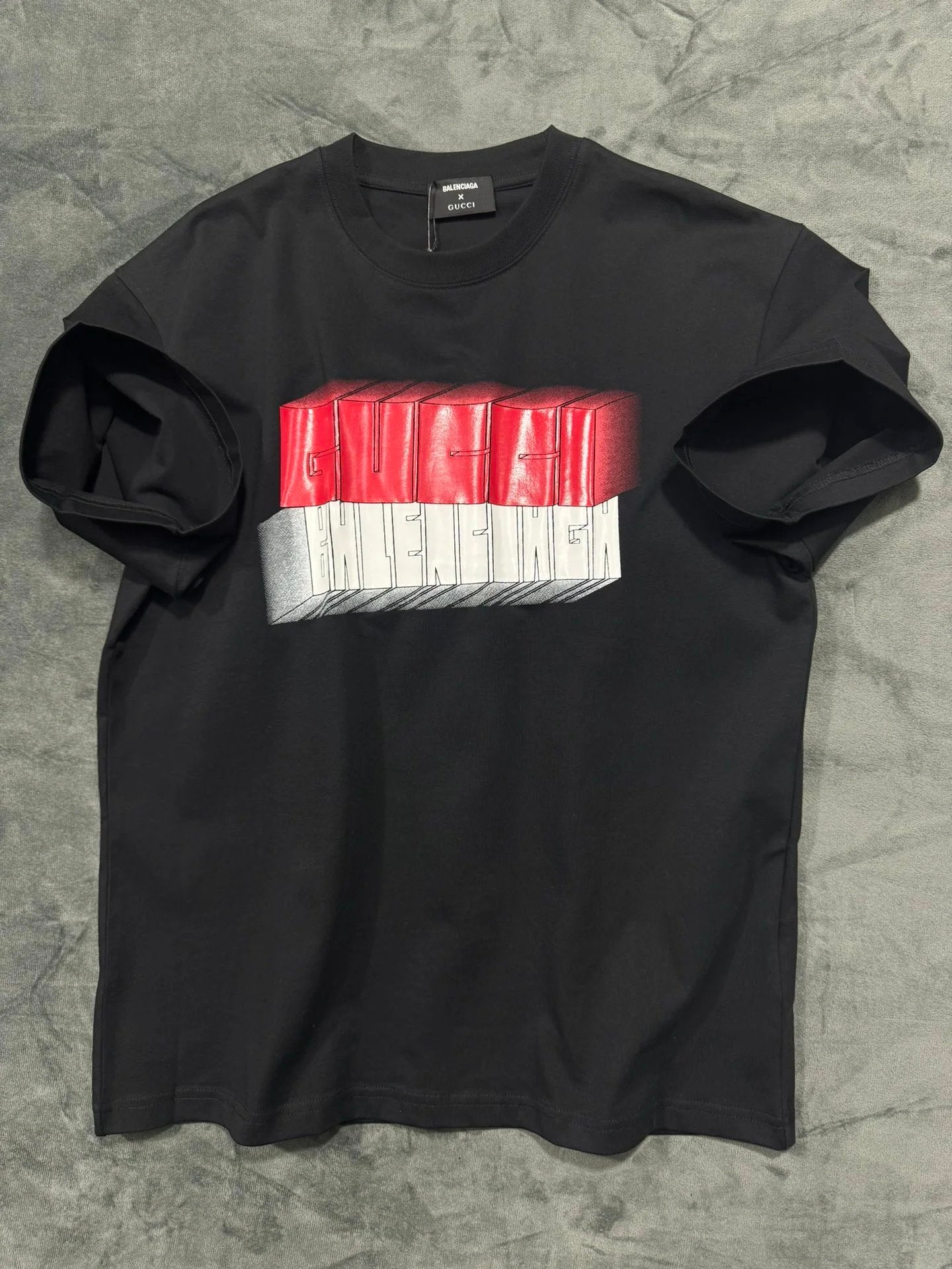 Balenciaga T-shirt 3D Chest Print logo round Neck Short Sleeve25ss New Pure Cotton Unisex Style T T-shirt OS Loose Fit Base Shirt Short Sleeve Top T-Shirt
