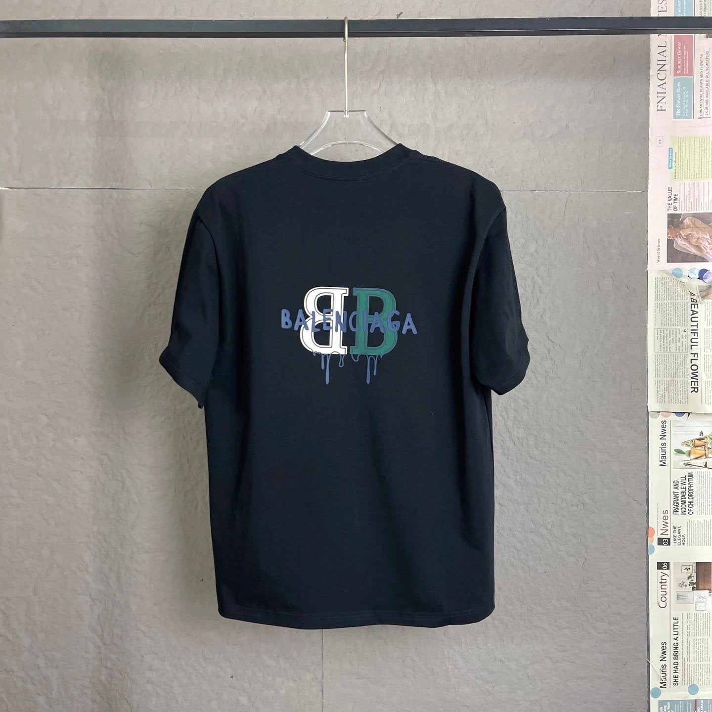 Balenciaga T-shirt Double Back BB 3D Adhesive logo round Neck Short Sleeve25ss New Pure Cotton Unisex Style T Casual T-Shirt Base Layer Shirt OS Loose Fit Half Sleeve Top Plus Size