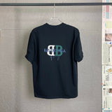 Balenciaga T-shirt Double Back BB 3D Adhesive logo round Neck Short Sleeve25ss New Pure Cotton Unisex Style T Casual T-Shirt Base Layer Shirt OS Loose Fit Half Sleeve Top Plus Size