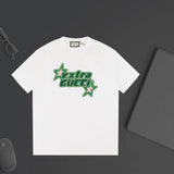 Gucci T-shirt Five-pointed Star Letter Print on the Chest logo round Neck Short Sleeve25ss New pure cotton T Unisex T-Shirt OS Drop Shoulder Loose Fit Base Shirt Top T-Shirt Short Sleeve