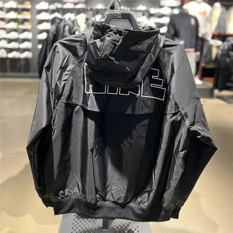 Nike Jackets 男子外套新款休闲运动梭织防风立领连帽夹克上衣女DX0695