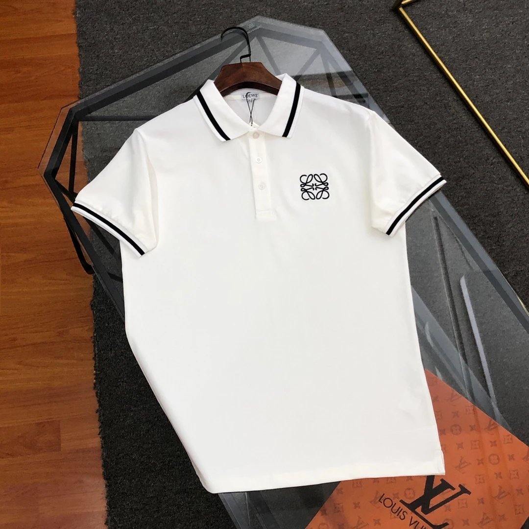 LOEWE T-shirt 2025New Classic logo Embroidery POLO Short Sleeve Turn-down Collar Shirt Unisex Summer Solid Color Loose Fit T Business Commuter Short Sleeve Shirt Plus Size