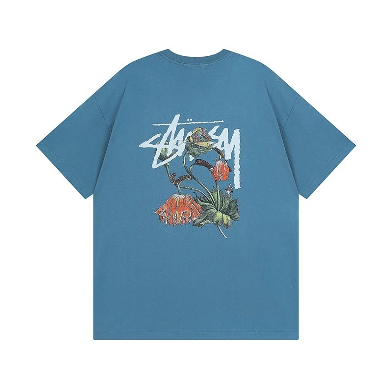 Stussy T-shirt Short Sleeve T T-shirt Flower Crown Love Casual Loose American Couple Wear-CY