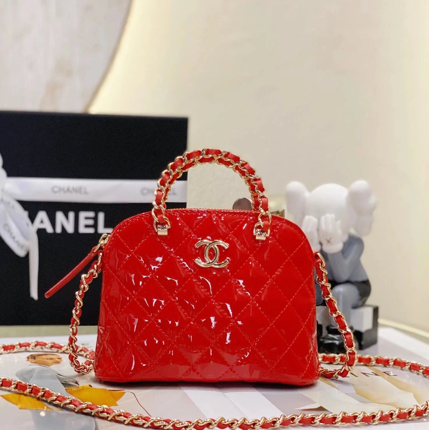 Chanel Women's Bag Top version 【Original Genuine Goods Leather】23S Home New Patent Leather Shell Bag Women's Bag Handbag Messenger Bag Women's Cow Leather Bag Large AS3969