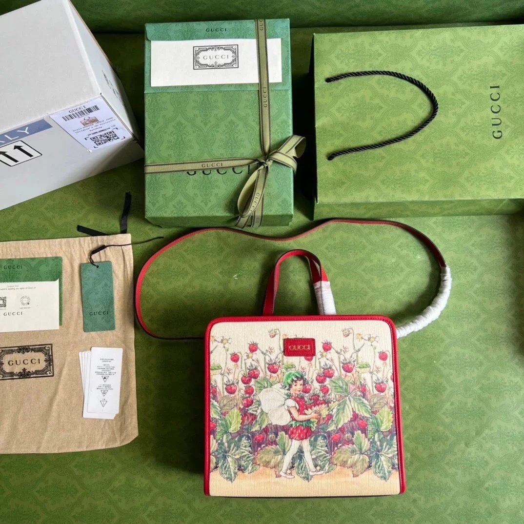 Gucci Women's Bag Top version 【**Version】Children's Shopping Bag Tote Tote Bag Long Shoulder Strap Children's Bags Shopping Bag Handbag Mummy Bag Messenger Bag630542