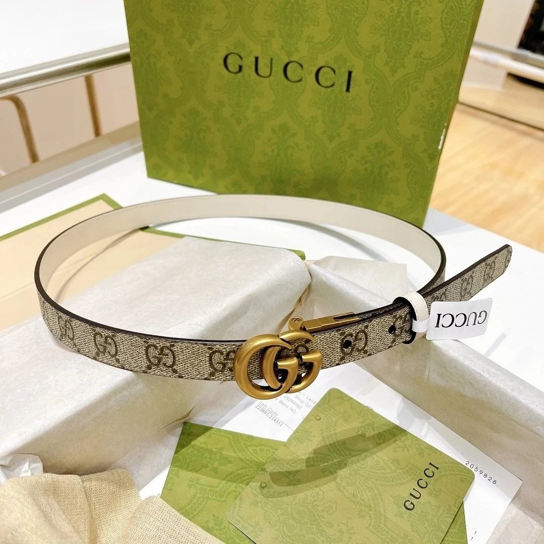 Gucci Belt Top version 《Full Package》New Original Women's Belt2.0Genuine Leather Belt Women's Pair g Belt Women's Fashion Casual Original Leather Gujia Belt GG Home Pant Belt Female Guqi Guqi Shi Belt Feila Grid