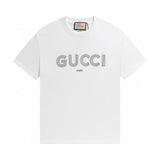 Gucci T-shirt Chest Stripe Letter Print logo round Neck Short Sleeve25ss New Pure Cotton Unisex Style T Casual T-Shirt Base Layer Shirt OS Loose Fit Half Sleeve Top Plus Size
