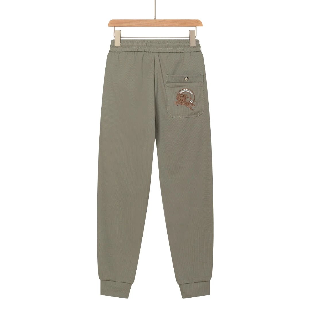 Burberry Sweatpants Front and Back Knight Embroidery logo Cuffed Sweatpants25ss Spring Summer New Sports Pants Autumn Pure Cotton Unisex Long Pants Drawstring Loose Plus Size Casual Pants