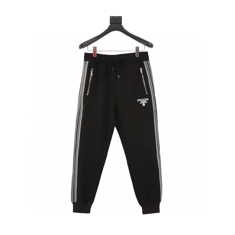 PRADA Sweatpants  Pocket Zipper Side Woven Trousers for Men and Women