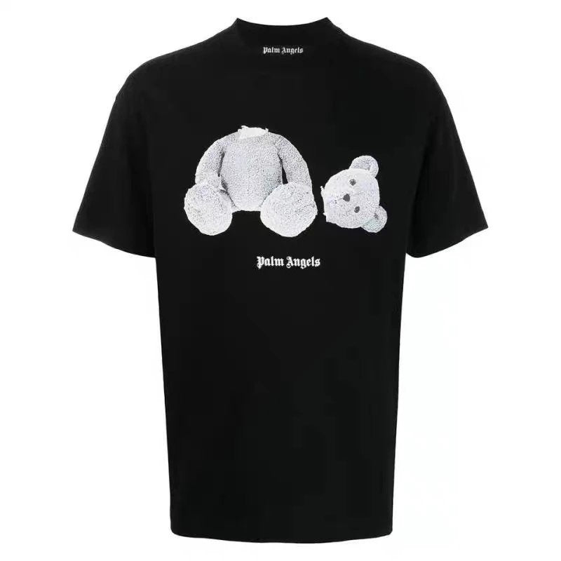 Palm Angels T-shirt Top Version Ice Blue Bear Short Sleeve Loose Men's and Women's round Neck T T-shirt