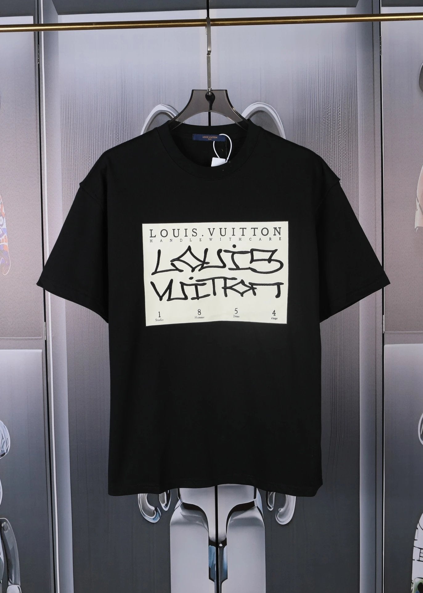 Louis Vuitton LV T-shirt Chest Print logo round Neck Short Sleeve25ss New Pure Cotton Unisex Style T Casual T-Shirt Base Layer Shirt OS Loose Fit Half Sleeve Top Plus Size