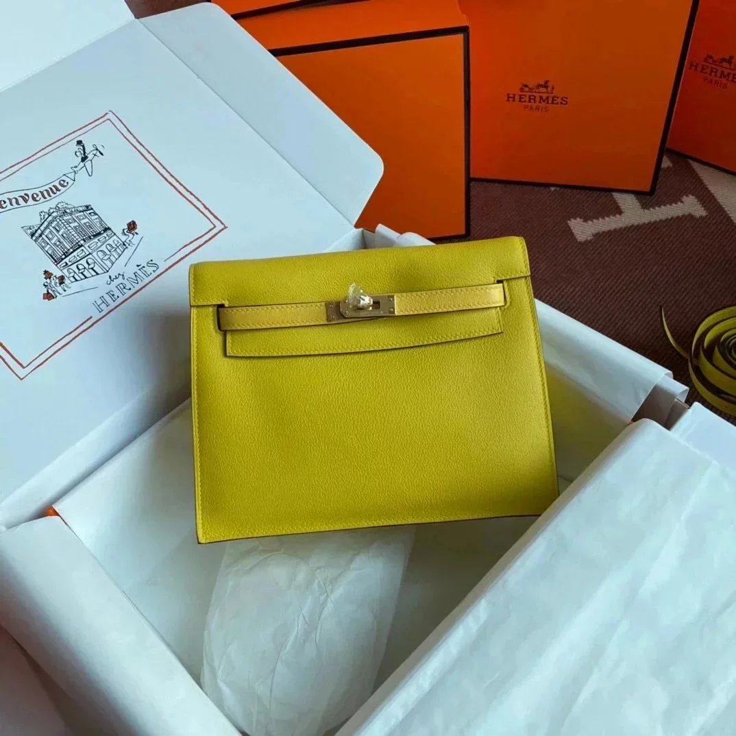 Hermes women's bag Top version 【H Handmade】Women's Bag KellyDanSe22cmevercolor Leather Imported Beeswax Thread Clutch Backpack Waist Bag Shoulder Messenger Bag Gold and Silver Buckle