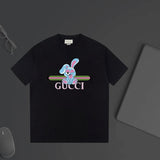 Gucci T-shirt Cartoon Rabbit Print on the Chest logo round Neck Short Sleeve25ss New Pure Cotton Unisex Style T T-shirt OS Loose Fit Base Shirt Top Half Sleeve T-Shirt