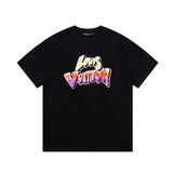 Louis Vuitton LV T-shirt Gradient Graffiti Letter Print on the Chest logo round Neck Short Sleeve25ss New Pure Cotton Unisex Style T T-shirt OS Loose Fit Base Shirt Half Sleeve T-Shirt Top Half Sleeve