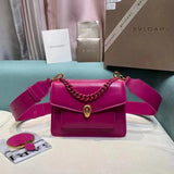 BVLGARI Bag Top version 【Original Quality】2021New Women's Bag Limited Edition Snake Head Buckle Red Enamel Snake Eye Women's Shoulder Bag/Crossbody Handbag Bag Decorated with a Snake's Head Naza Same Product Detachable Shoulder Strap