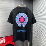 Chrome Hearts T-shirt Back with Sanskrit Script Print logo round Neck Short Sleeve25ss New pure cotton T Unisex T-Shirt OS Loose Fit Base Shirt Top Half Sleeve T-Shirt