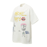 Chrome Hearts T-shirt Chest Graffiti Lips Hand-drawn Print logo round Neck Short Sleeve25ss New Pure Cotton Unisex Style T T-shirt OS Loose Fit Base Shirt Top Half Sleeve T-Shirt
