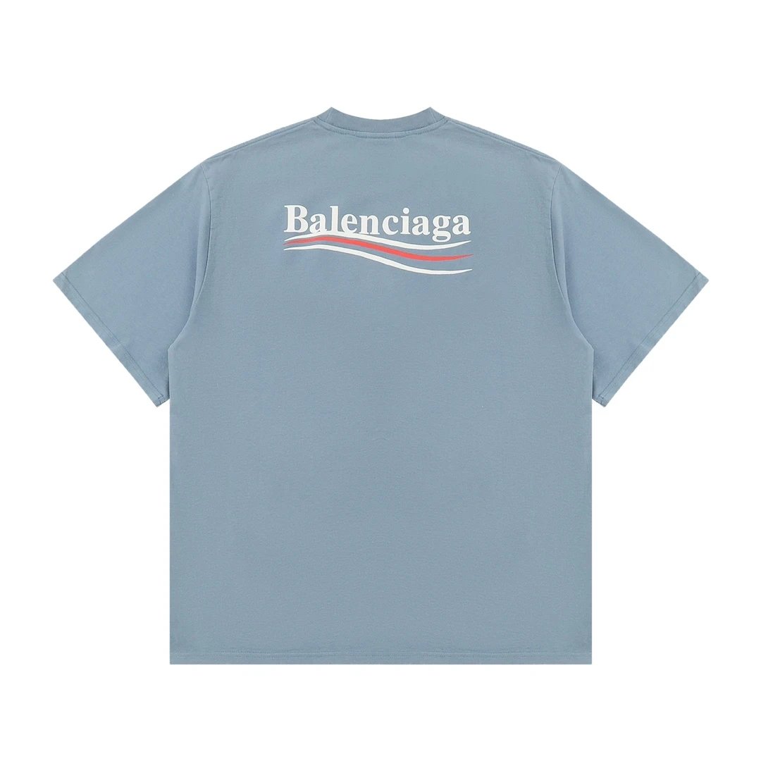 Balenciaga T-shirt Front and Back Classic Wave Cola Print logo round Neck Short Sleeve25ss New pure cotton T Unisex T-Shirt OS Drop Shoulder Loose Fit Base Shirt Top T-Shirt Short Sleeve