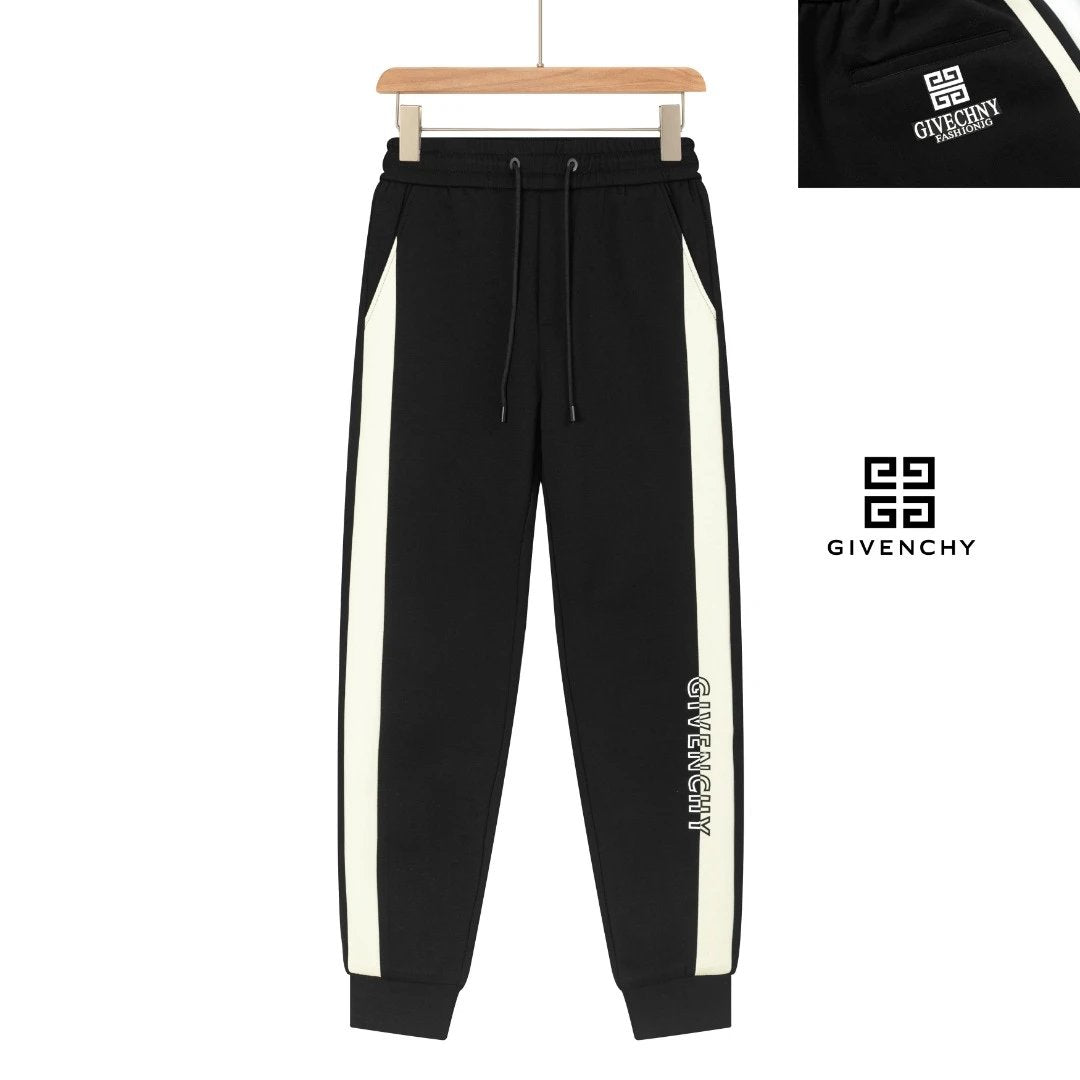 Givenchy Sweatpants Front Double Bar Letter Print logo Cuffed Sweatpants25ss Spring Summer New Unisex Pure Cotton Long Pants Sweatpants Autumn Drawstring Loose Plus Size Casual Pants