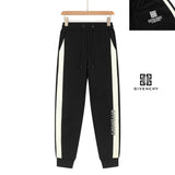 Givenchy Sweatpants Front Double Bar Letter Print logo Cuffed Sweatpants25ss Spring Summer New Unisex Pure Cotton Long Pants Sweatpants Autumn Drawstring Loose Plus Size Casual Pants