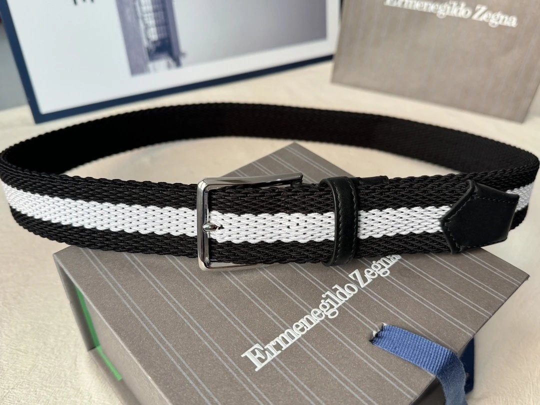 Zegna Belt Top version Original Imported Calf Leather Belt Business Men's Pant Belt Woven Leather Belt Double-Sided Dual-Use Men's Needle Belt Suitable for Men's Business Double-Sided Cowhide Classic Belt Gift Box Packaging3.5