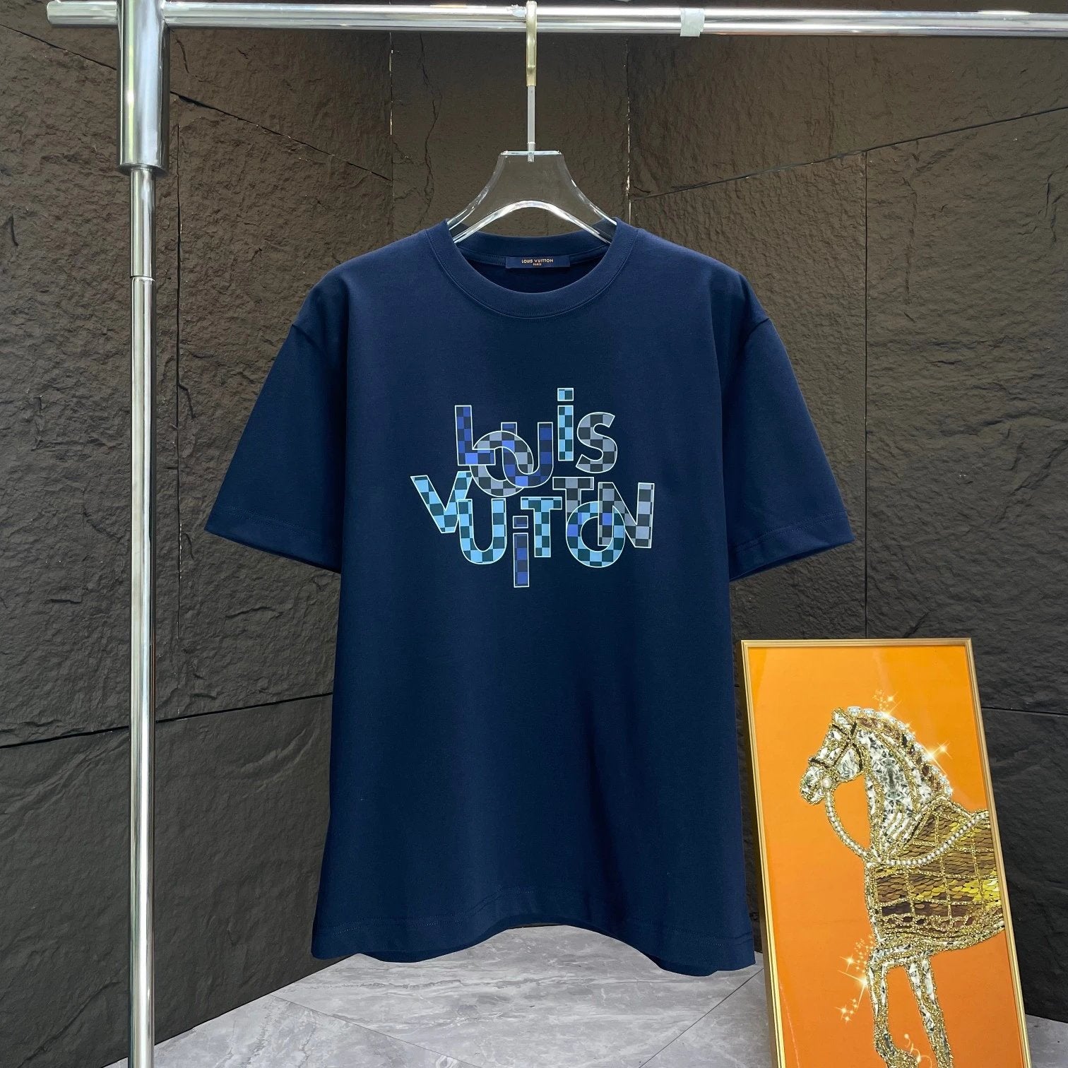 Louis Vuitton LV T-shirt Chest Brand Letter Print logo round Neck Short Sleeve25ss New Pure Cotton Unisex Style T Casual T-Shirt Base Layer Shirt OS Loose Fit Half Sleeve Top Plus Size