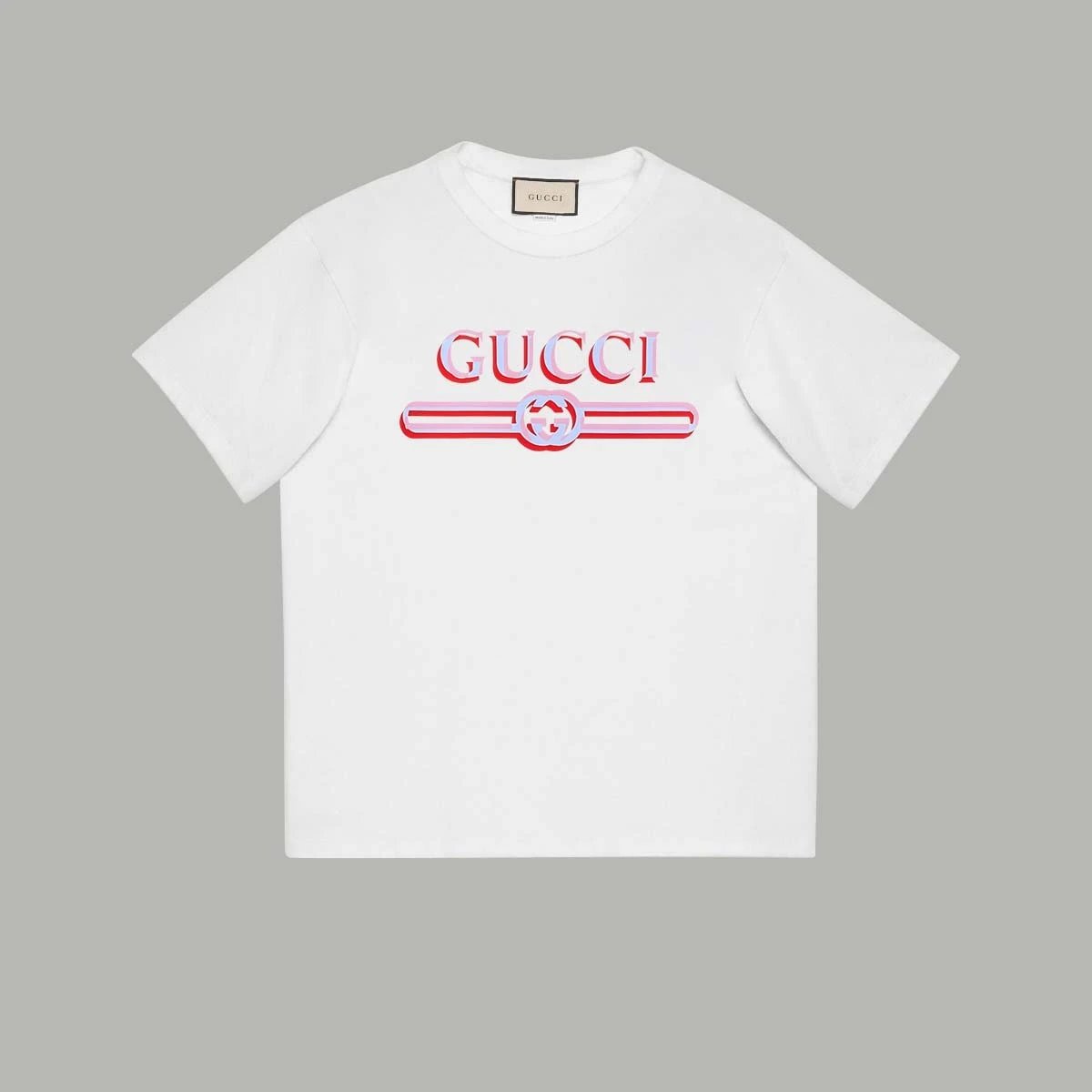 Gucci T-shirt New Red and Green Belt logo Letter Print Crew Neck Short Sleeve Pure Cotton T Unisex T-Shirt OS Loose Fit Base Shirt Casual Simple T-Shirt