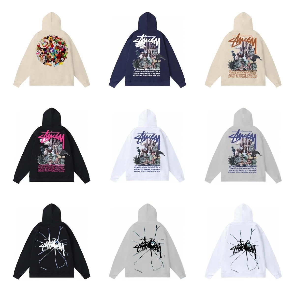 Stussy Hoodie Original Label Delivery2023New Classic Printing Black8Sweater STU World Tour tu Western Youth Pullover