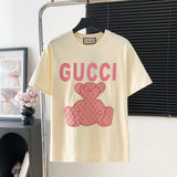 Gucci T-shirt Bear Embroidery on the Chest logo round Neck Short Sleeve25ss New Pure Cotton Unisex Style T T-shirt OS Loose Fit Base Shirt Half Sleeve T-Shirt Top Half Sleeve