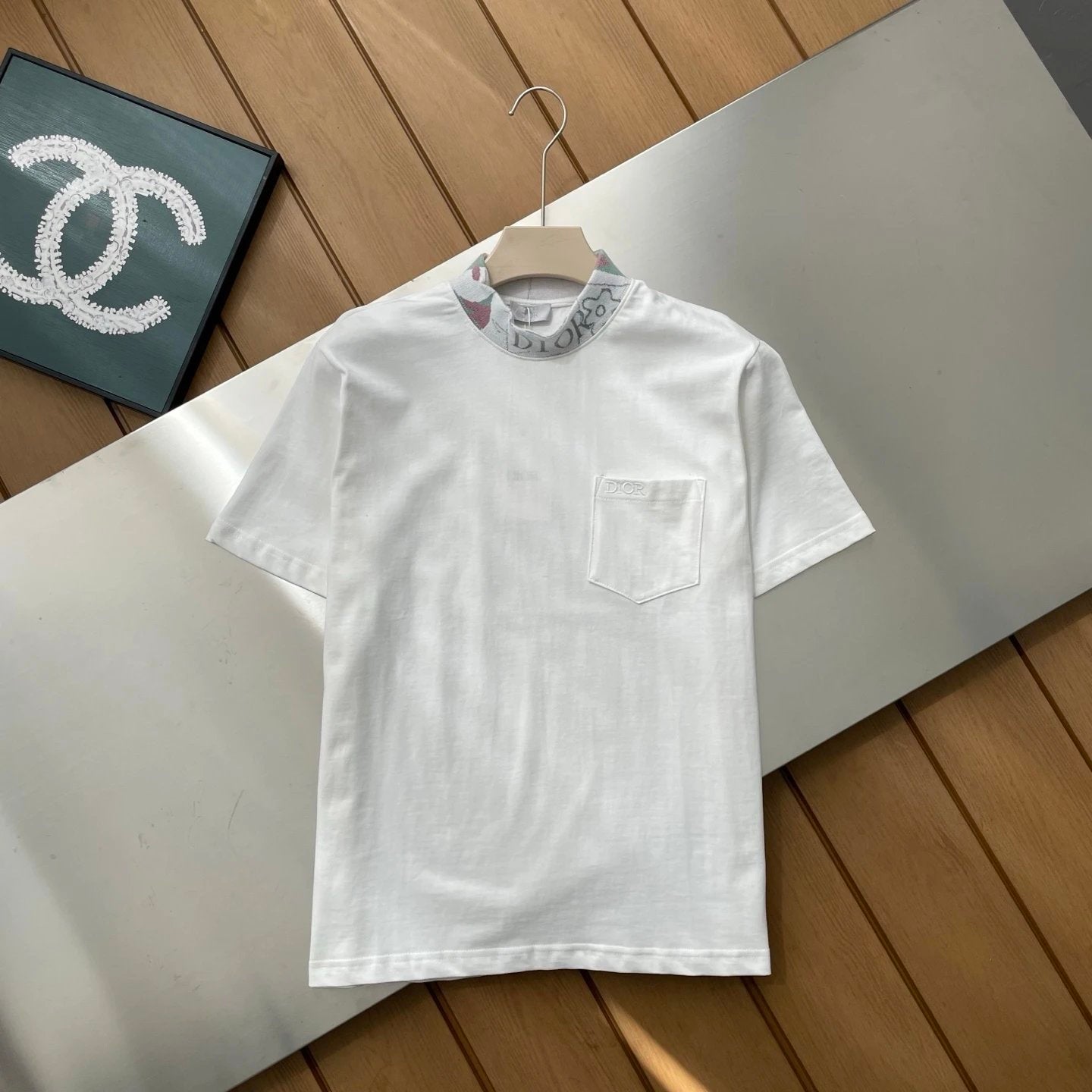 Dior T-shirt Jacquard Collar logo round Neck Short Sleeve25ss New pure cotton T Unisex T-Shirt OS Drop Shoulder Loose Fit Base Shirt Top T-Shirt Short Sleeve