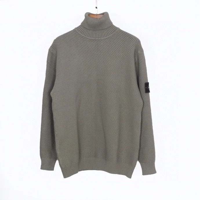 Stone Island Sweater Autumn and Winter New European and American Fashion Brand Twill Turtleneck Sweater Men's and Women's Same Loose Sweater