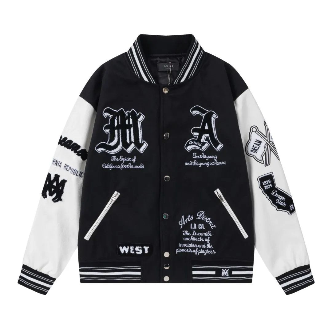 Amiri Jackets Coat 2024Autumn and Winter New Sanskrit Heavy Industry logo Embroidered Jacket for Men and Women