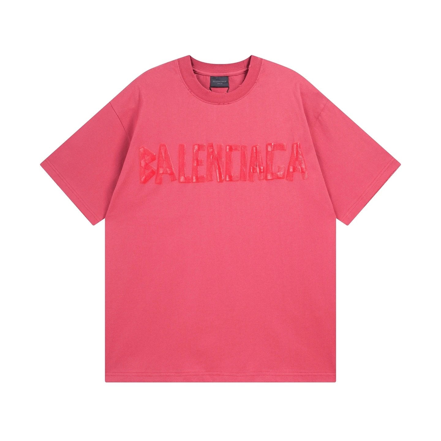 Balenciaga T-shirt Chest Tape with Letter Print logo round Neck Short Sleeve25ss New Pure Cotton Unisex Style T T-shirt OS Loose Fit Base Shirt Half Sleeve T-Shirt Top Half Sleeve