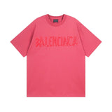 Balenciaga T-shirt Chest Tape with Letter Print logo round Neck Short Sleeve25ss New Pure Cotton Unisex Style T T-shirt OS Loose Fit Base Shirt Half Sleeve T-Shirt Top Half Sleeve