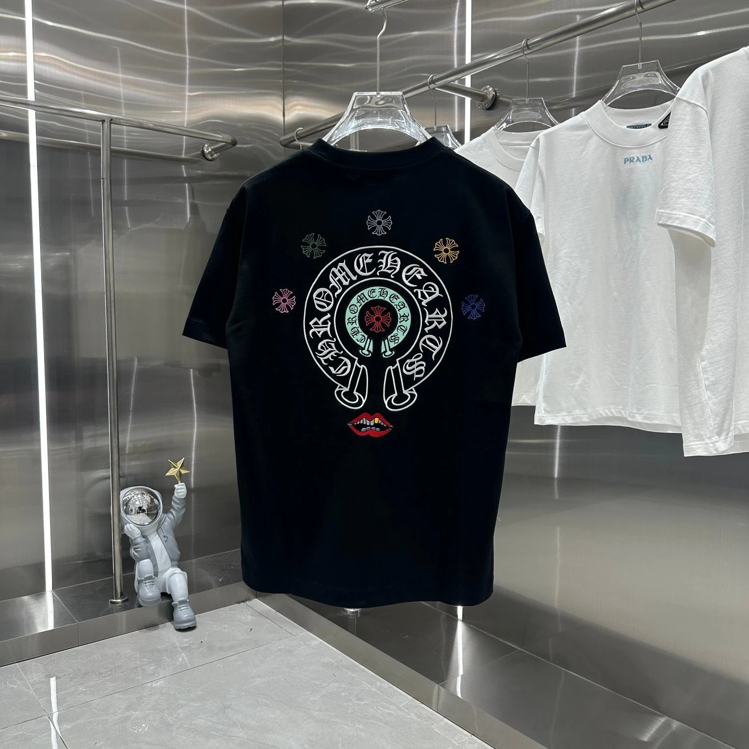 Chrome Hearts T-shirt Colorful Horseshoe logo round Neck Short Sleeve25ss New Pure Cotton Unisex Style T T-shirt OS Loose Fit Base Shirt Top Half Sleeve T-Shirt