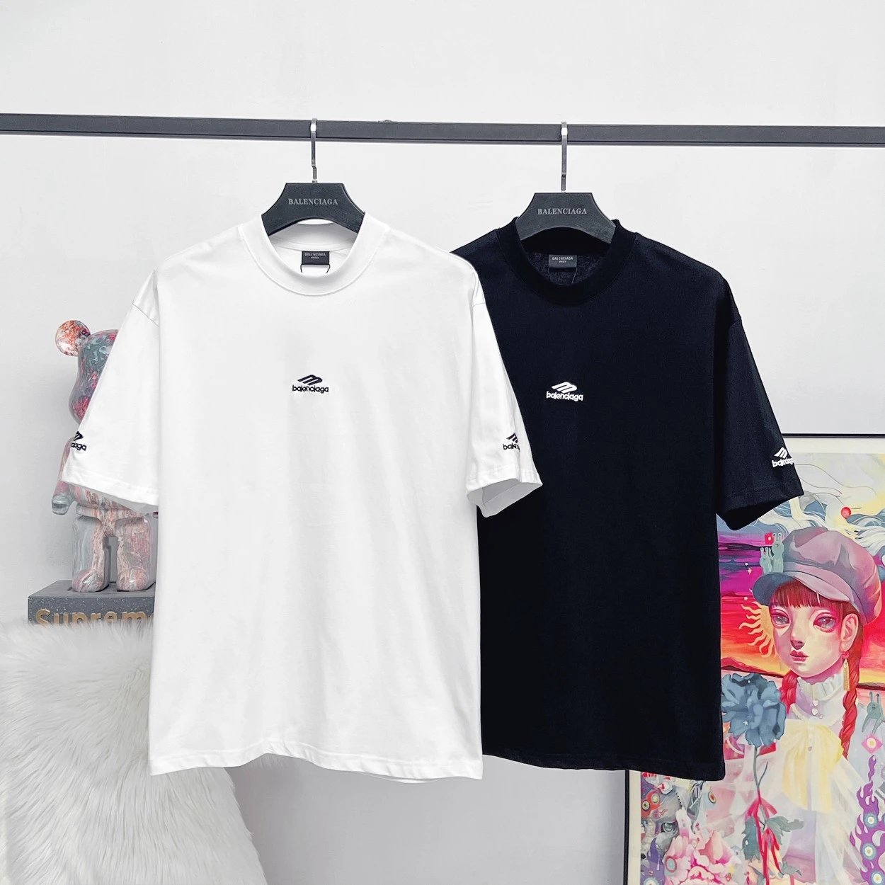Balenciaga T-shirt Ski Series3B Embroidery logo round Neck Short Sleeve25ss New pure cotton T Unisex T-Shirt OS Loose Fit Base Shirt Top T-Shirt Short Sleeve