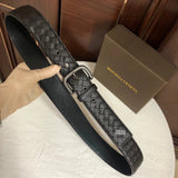 Bottega Veneta Belt 【Counter Original Customization】Original Order Men's Belt Width3.8cm SF Free Shipping Genuine Goods Quality Counter Full Set of Packaging Boutique Square Pin Buckle Selected First Layer Calf Skin Counter New Woven Handmade Woven with F