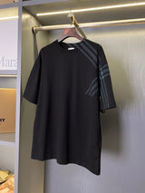 Burberry T-shirt Plaid Sleeve Round Neck Short Sleeve25ss New Pure Cotton Unisex Style T T-shirt OS Loose Fit Base Shirt Top Half Sleeve T-Shirt