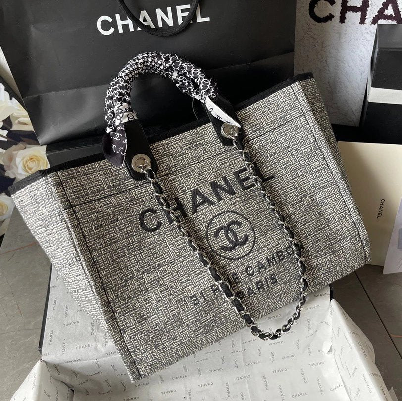 Chanel Women's Bag Top version 【**High-End Version】Early Spring New Color1Beach Denim Canvas Bag Classic Beach Bag Tote Bag Shopping Bag Handbag Mummy Bag Large Capacity Casual Women's Bag Large Beach Bag