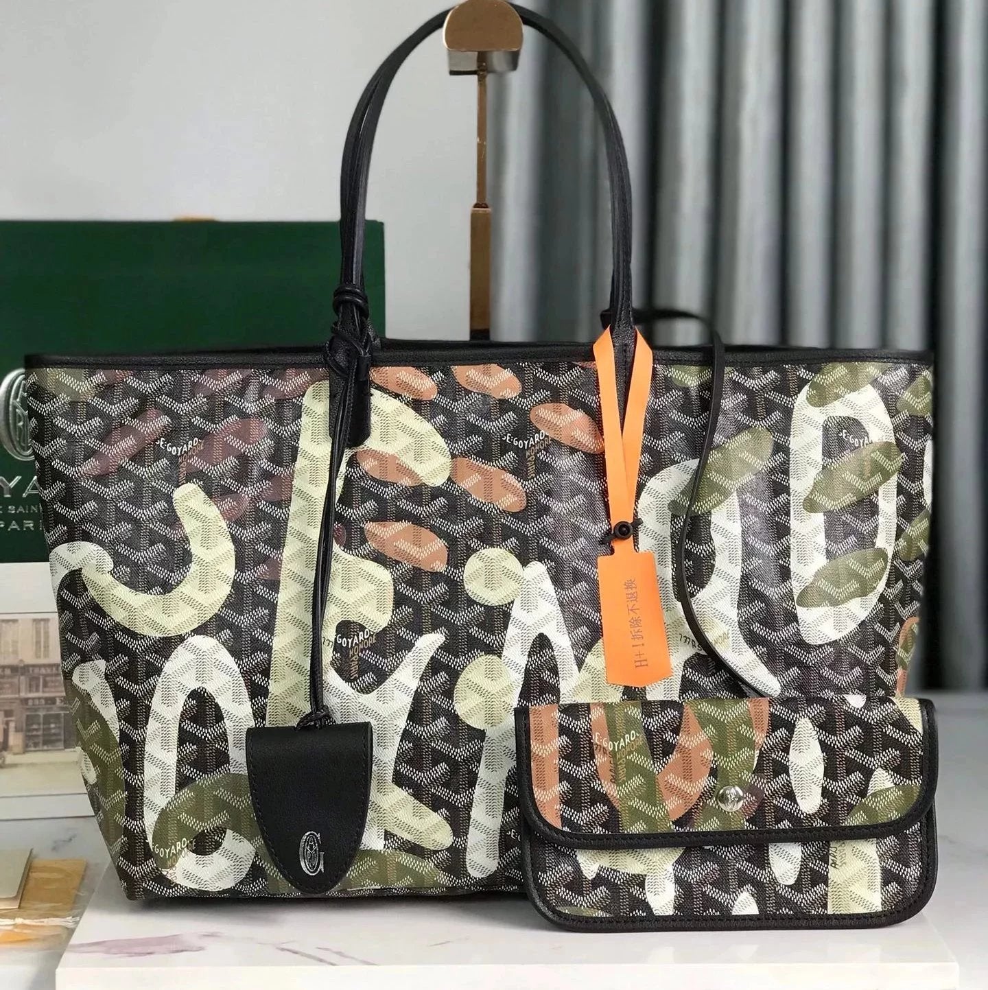 Goyard Bag Top version 【Original Leather】Counter New170Anniversary Special Custom Camouflage Graffiti Mother and Child Bag Tote Bag Shopping Bag SAINT Small Size Tote Bag Vegetable Basket Bag Backpack Women's Bag Graffiti Tote Bag