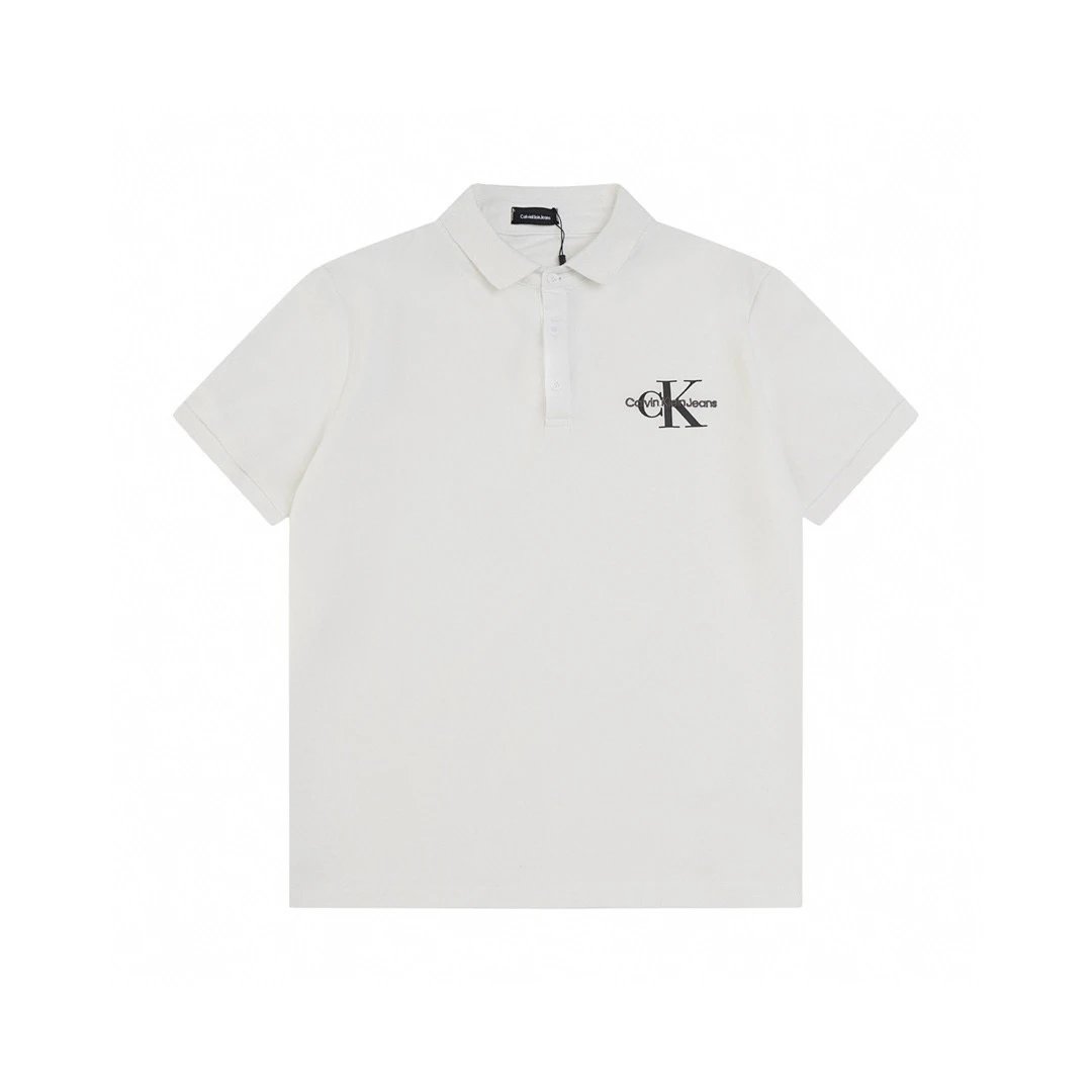 Calvin Klein T-shirt Top Version Summer Men's Business Half Cardigan Lapel Letter Printed Breathable Short Sleeve POLO Shirt