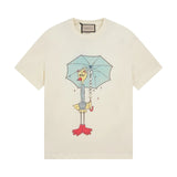 Gucci T-shirt Front Chest Chicken Support Umbrella Print logo round Neck Short Sleeve25ss New Pure Cotton Unisex Style T T-shirt OS Loose Fit Base Shirt Top Half Sleeve T-Shirt