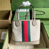 Gucci Women's Bag Top version 【**Original Factory】2023New Ophidia Series Double G Tote Bag Shopping Bag Large Small Size Vegetable Basket Bag Mummy Bag Mother and Child Bag Casual Backpack Handbag Women's Bag726762、726755