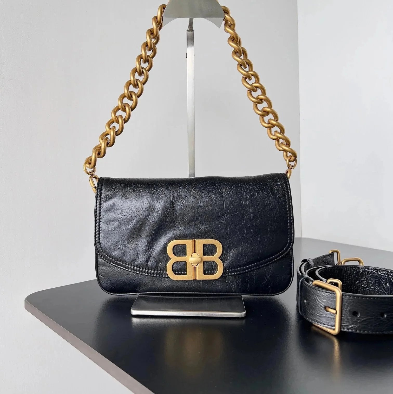 Balenciaga Bag Top version 【Super Original Leather】New23FallBBSoft Series Chain Underarm Bag Large Men's Bag Crossbody Bag Shoulder Bag Messenger Bag New Women's Bag Chain Bag Backpack Underarm Bag