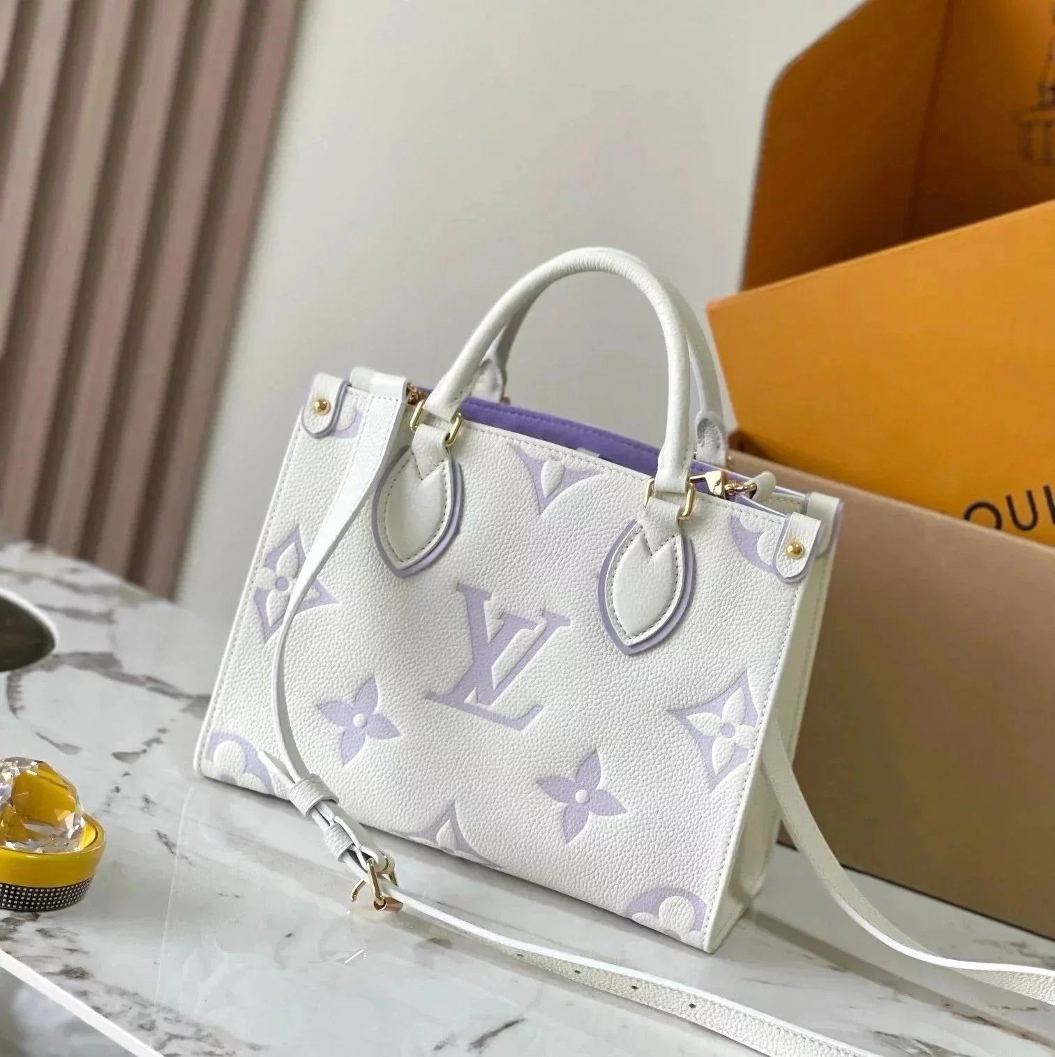 Louis Vuitton LV Women's Bag Top version 【Super MB Original Leather】Dynamic Chip All-Steel Hardware2024New Mini Ontheg Small Size Tote Bag Cowhide Print Portable Shoulder Bag Shopping Bag Women's Bag M45779M46833